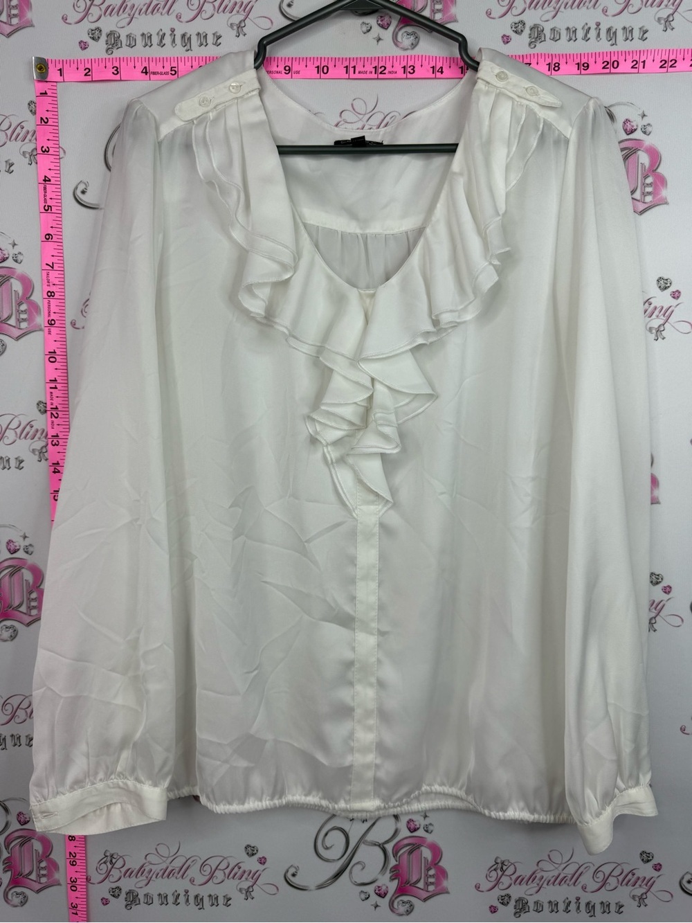 Conrad C blouse Ruffled V-Neck Blouse in White - Women's Elegant Top
